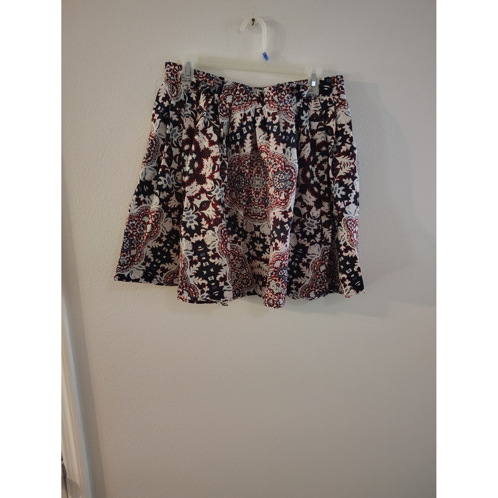 1.STATE Womens Medallion Paisley Print Mini Skirt Burgundy Navy Blue Large